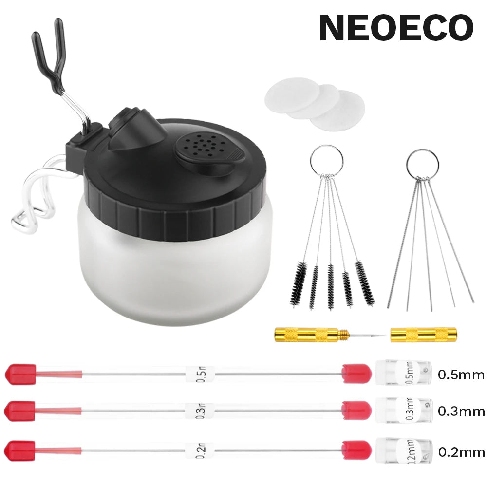 Airbrush Cleaning Pot Spray Gun Cleaner Glass Air Brush Easy Holder Clean Paint Jar Bottle Spray Gun Sprayer Clean Tools Set