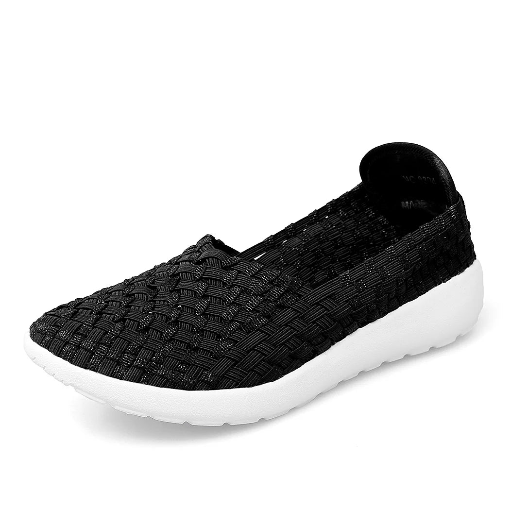 Casual Shoes Women Summer Woven Flats Sneakers Slip On Female Loafers Lightweight Breathable Boat Shoe Fashion Lady Tenis