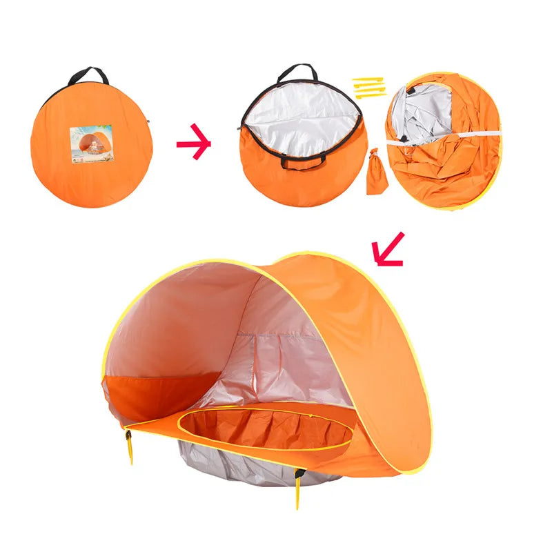 Kids Beach Tent UV Protection Pool Play House Tent Pop Up Portable Waterproof Swimming Pool Outdoor Toys For Children