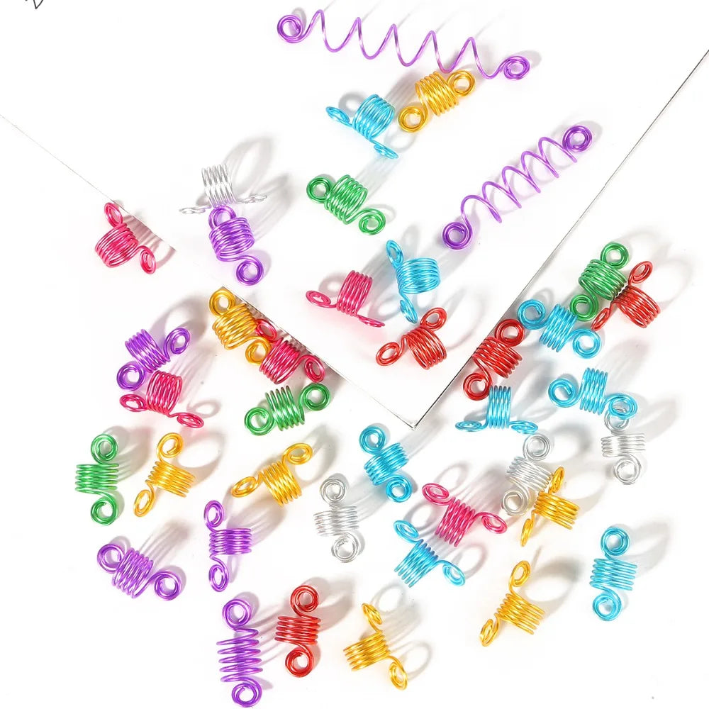 10pcs/lot High Quality Adjustable Hair Braid Dreadlock Beads Long Hair Spiral Aluminum Beads For Headwear Hair Accessories