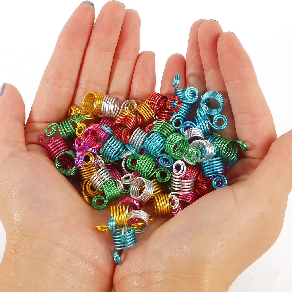 10pcs/lot High Quality Adjustable Hair Braid Dreadlock Beads Long Hair Spiral Aluminum Beads For Headwear Hair Accessories