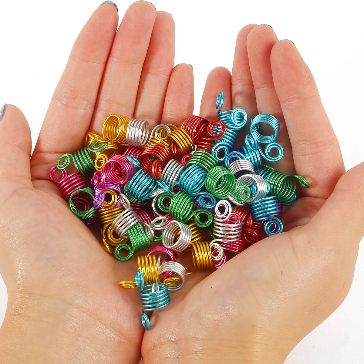 10pcs/lot High Quality Adjustable Hair Braid Dreadlock Beads Long Hair Spiral Aluminum Beads For Headwear Hair Accessories
