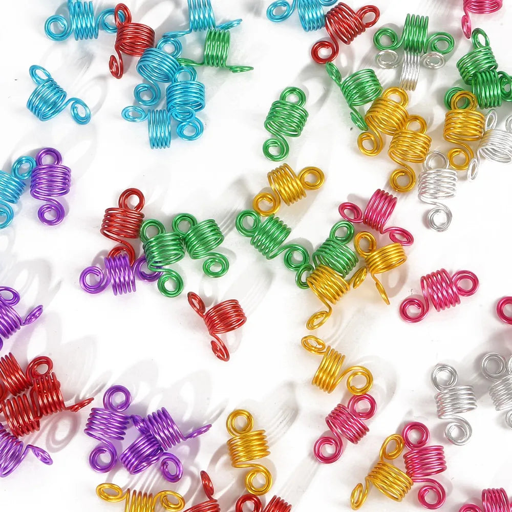10pcs/lot High Quality Adjustable Hair Braid Dreadlock Beads Long Hair Spiral Aluminum Beads For Headwear Hair Accessories