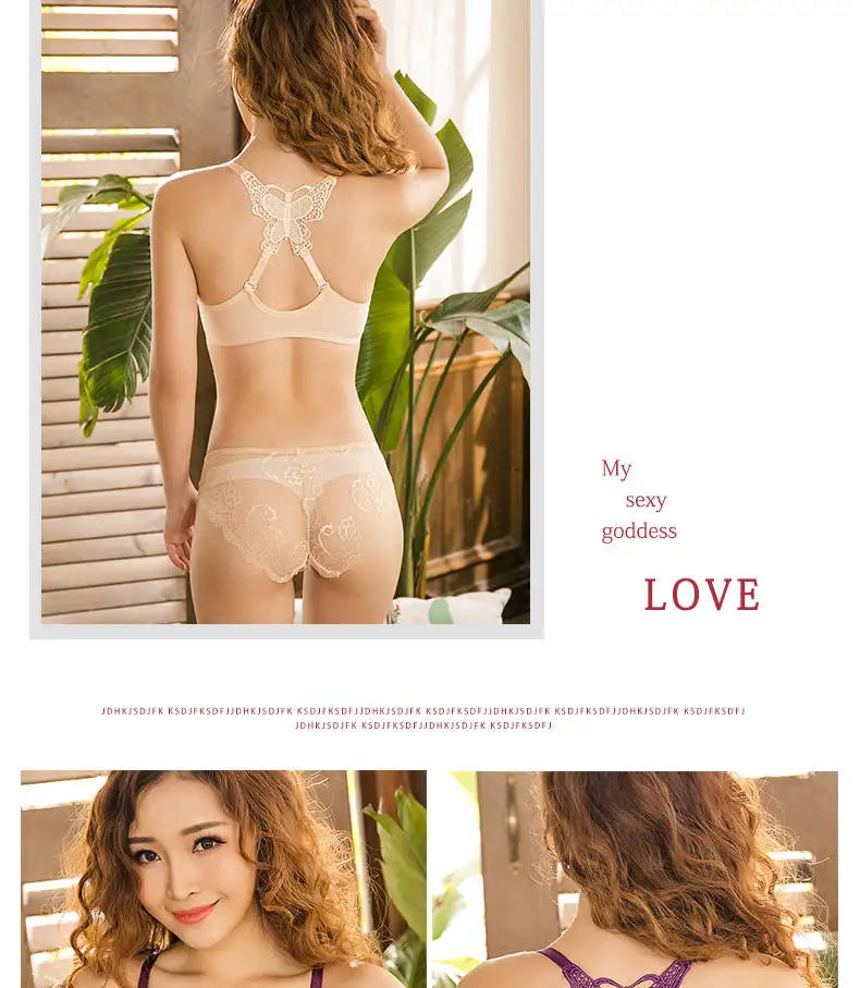 Front Closed Butterfly beauty back Push Up Brassiere Sexy Underwire Bra For Women Underwear Solid Color Female Lingerie