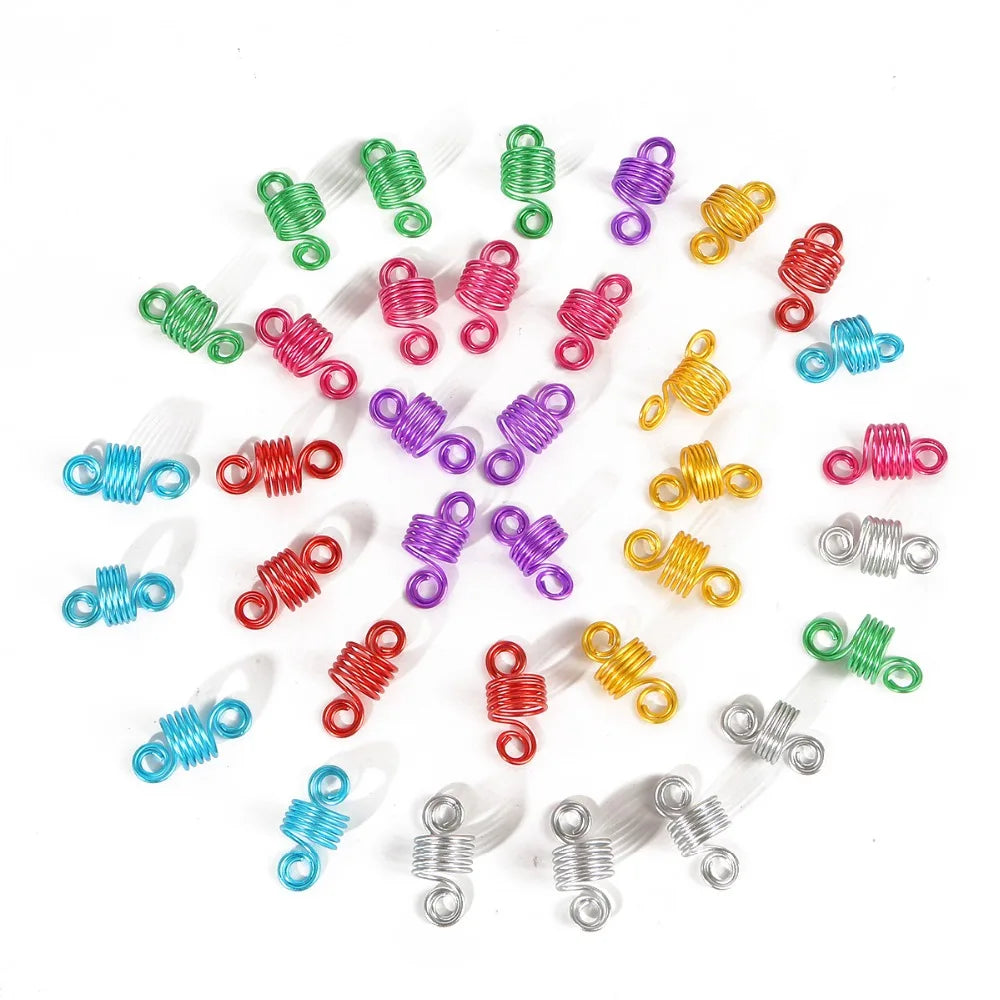 10pcs/lot High Quality Adjustable Hair Braid Dreadlock Beads Long Hair Spiral Aluminum Beads For Headwear Hair Accessories