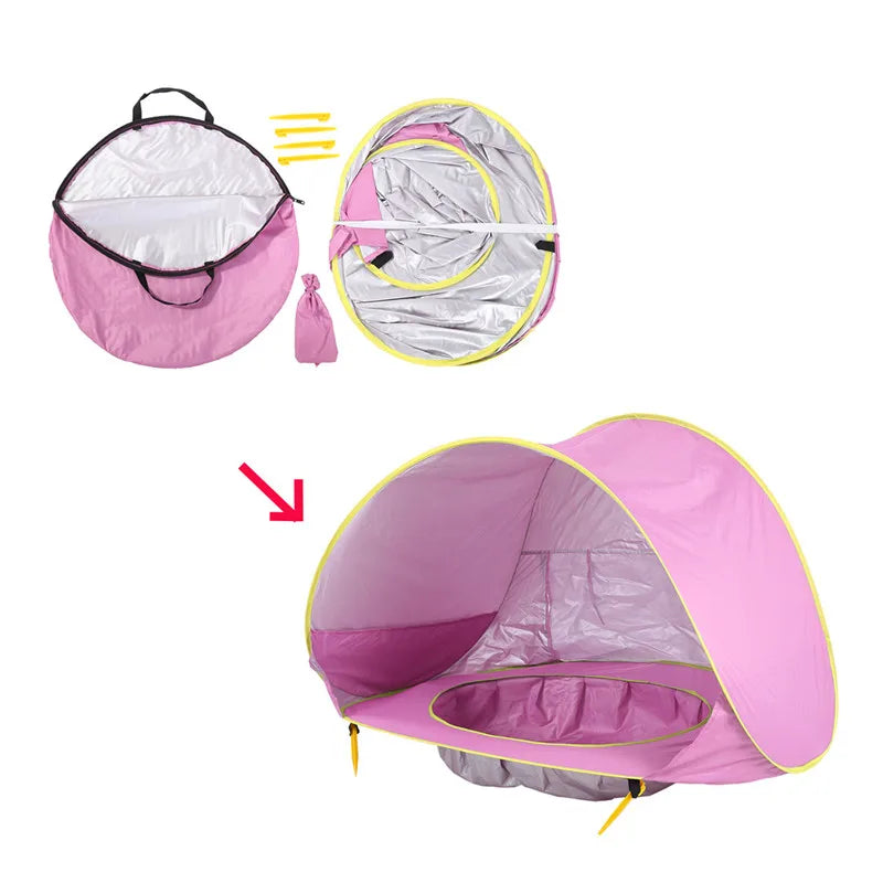 Kids Beach Tent UV Protection Pool Play House Tent Pop Up Portable Waterproof Swimming Pool Outdoor Toys For Children