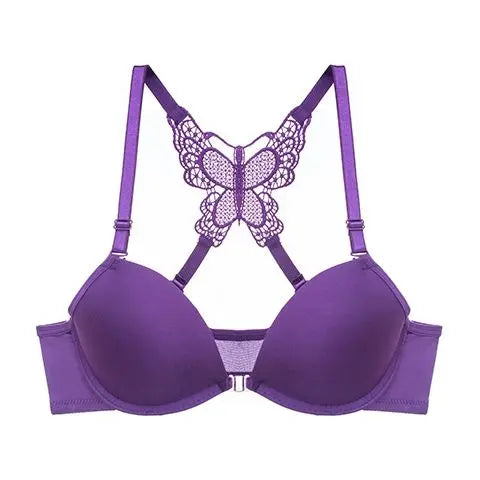 Front Closed Butterfly beauty back Push Up Brassiere Sexy Underwire Bra For Women Underwear Solid Color Female Lingerie