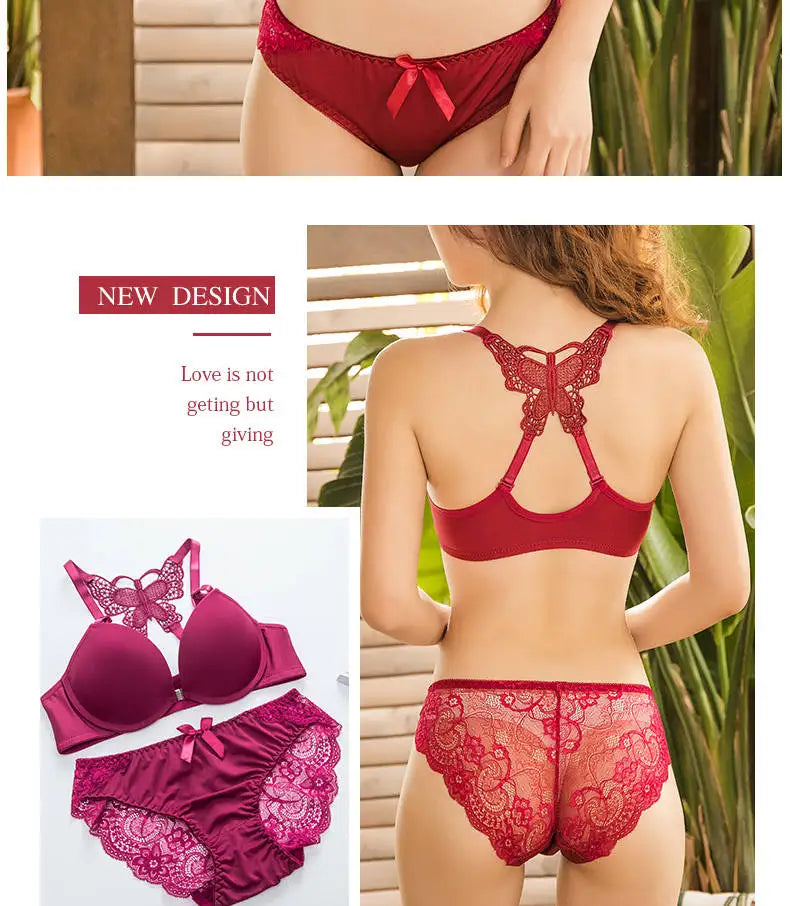 Front Closed Butterfly beauty back Push Up Brassiere Sexy Underwire Bra For Women Underwear Solid Color Female Lingerie