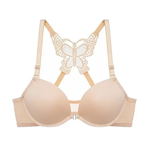 Front Closed Butterfly beauty back Push Up Brassiere Sexy Underwire Bra For Women Underwear Solid Color Female Lingerie