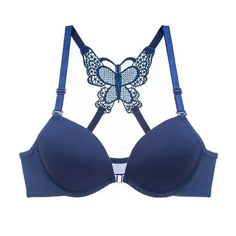 Front Closed Butterfly beauty back Push Up Brassiere Sexy Underwire Bra For Women Underwear Solid Color Female Lingerie