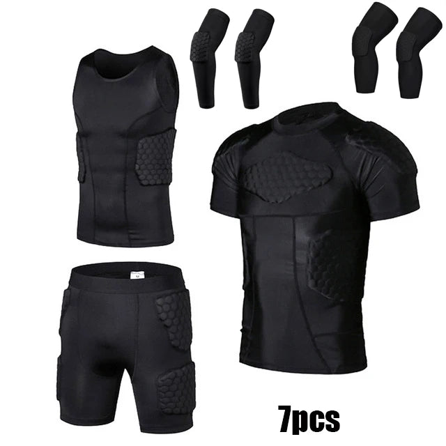 Padded Compression Shorts Vest Knee Pads Protector Football Paintball Basketball Skating Rugby Soccer Anti-collision Suits Sets