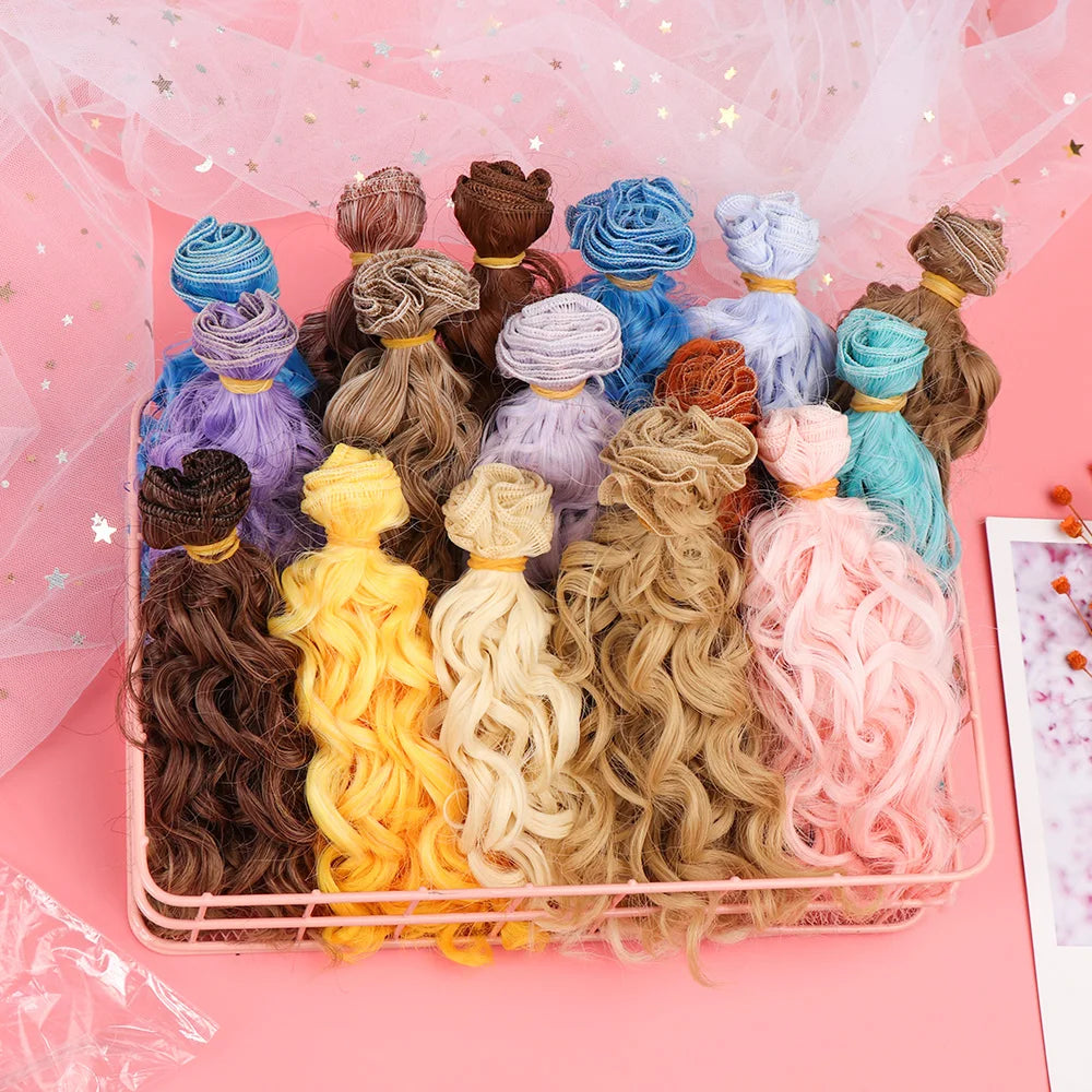 15*100cm 1/6 1/4 1/3  Fashion Mini Tresses High-Temperature Screw Periwig Curly Wigs DIY Doll Hair Toy Toupee Kids Gifts