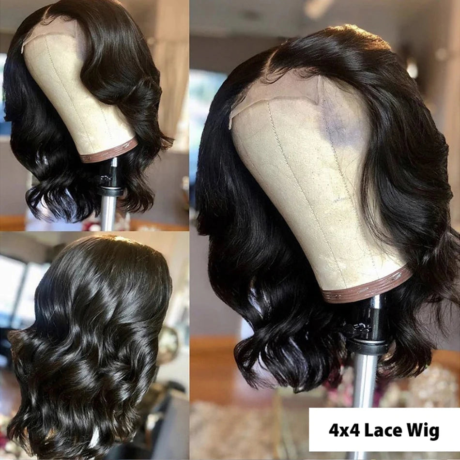 Glueless Body Wave Bob Wig Peruvian Lace Frontal Ready To Wear Human Hair Wigs NaturalColor Perruques Cheveux Humain Wear And Go