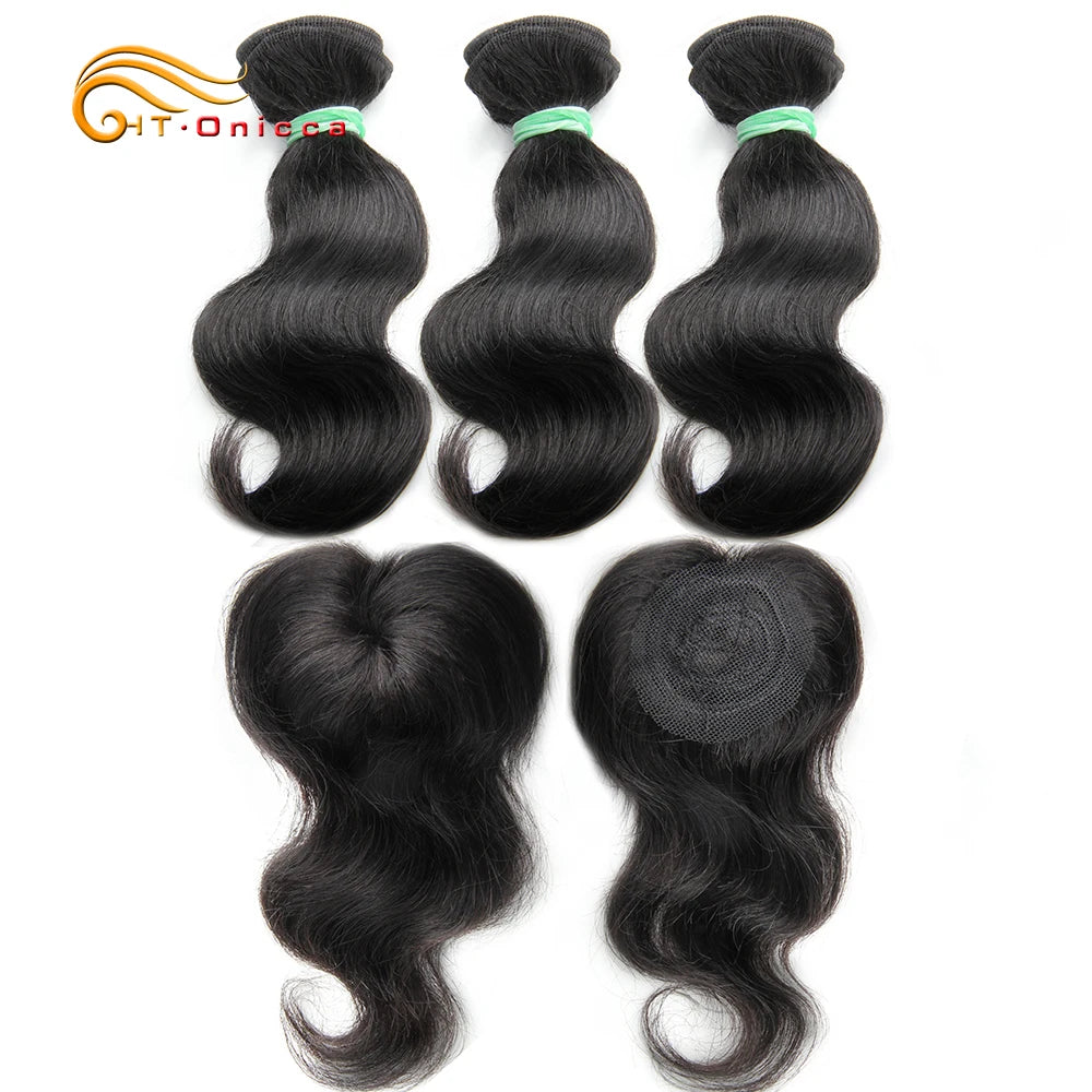 Brazilian Body Wave Hair 3 bundles With Closure Natural Color Hair Extensions Straight Deep Wave Human Hair Bundles With Closure