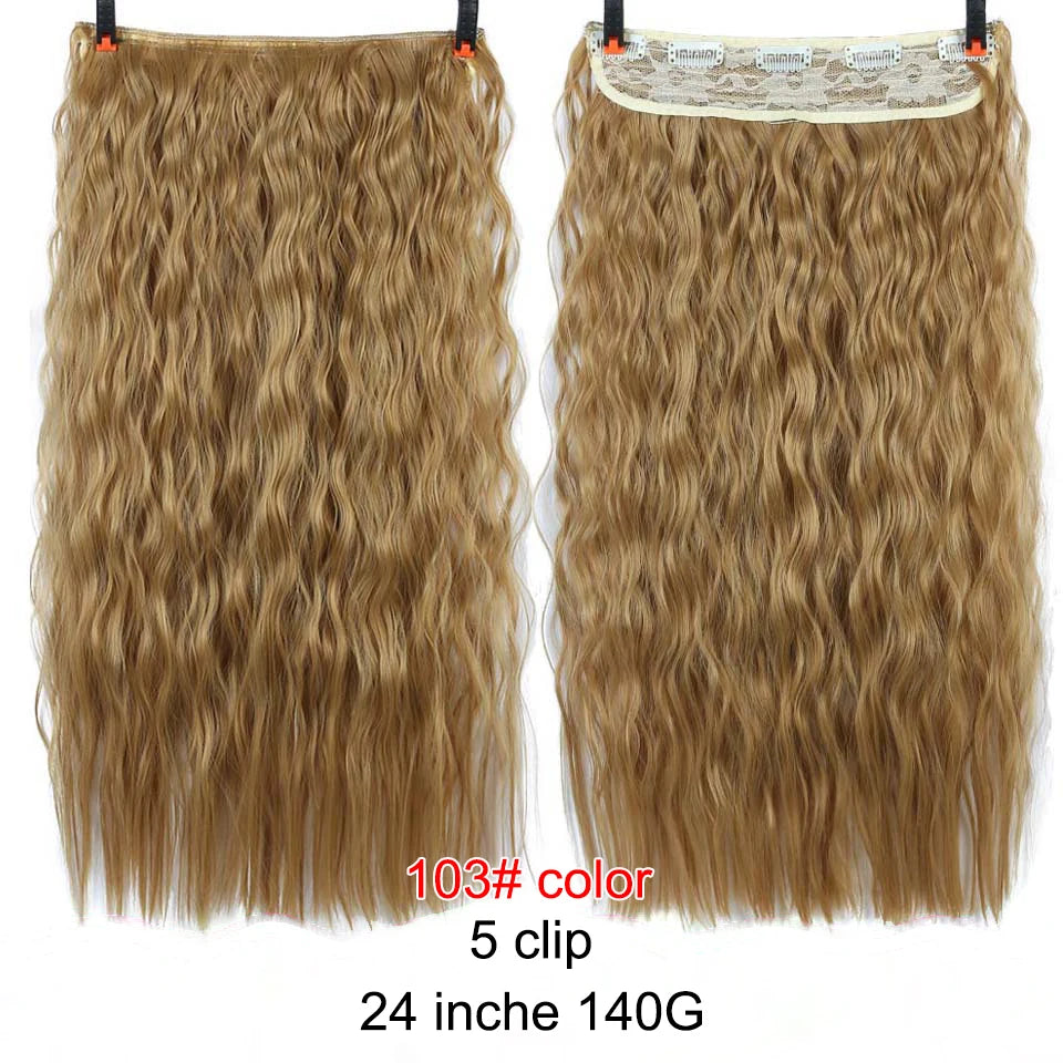 PAGEUP   5 clips on long straight hair extensions 24 Inch synthetic ombre black brown clip on fake hairpieces for women hair