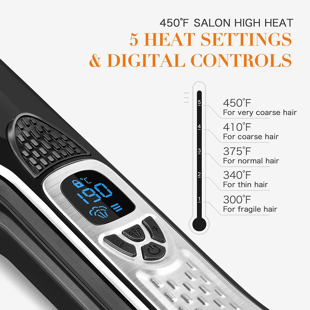 Professional Hair Straightener Steam Flat Iron Straightening Brush Electric Hair Brushes Ceramic Tourmaline Vapor Straighteners