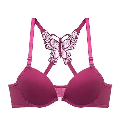 Front Closed Butterfly beauty back Push Up Brassiere Sexy Underwire Bra For Women Underwear Solid Color Female Lingerie