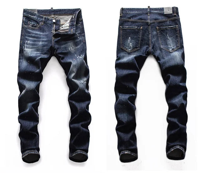 European  Fashion Brand Men Italy Jeans Pants Design Cool Top Jeans Men Slim Jeans Denim Trousers Blue Hole Pants Jeans for Men