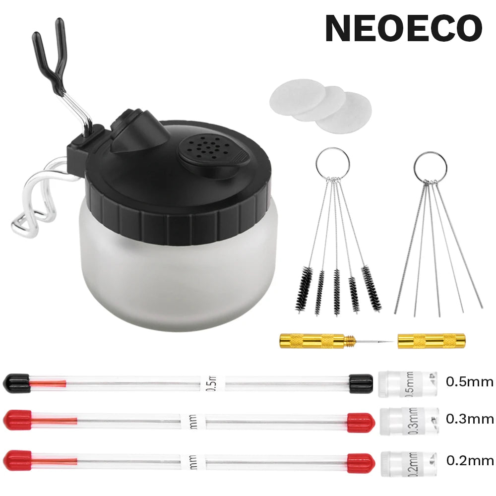 Airbrush Cleaning Pot Spray Gun Cleaner Glass Air Brush Easy Holder Clean Paint Jar Bottle Spray Gun Sprayer Clean Tools Set