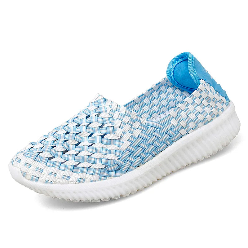 Casual Shoes Women Summer Woven Flats Sneakers Slip On Female Loafers Lightweight Breathable Boat Shoe Fashion Lady Tenis