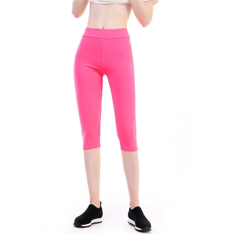 Shorts Women Solid Casual Elastic High Waist Biker Shorts Summer Thin Slim Bottoms Cycling Shorts Yoga Fitness Shorts Leggings