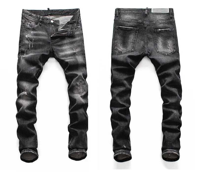 European  Fashion Brand Men Italy Jeans Pants Design Cool Top Jeans Men Slim Jeans Denim Trousers Blue Hole Pants Jeans for Men