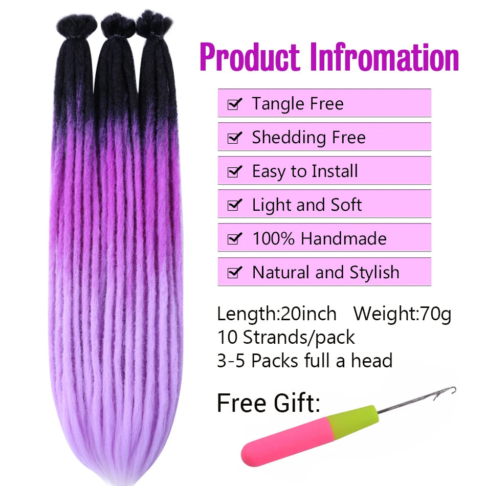 Synthetic Handmade Dreadlocks Crochet Braids Hair Extensions For Black Women Colored Dreadlocks Hair  Faux Locs braiding Hair