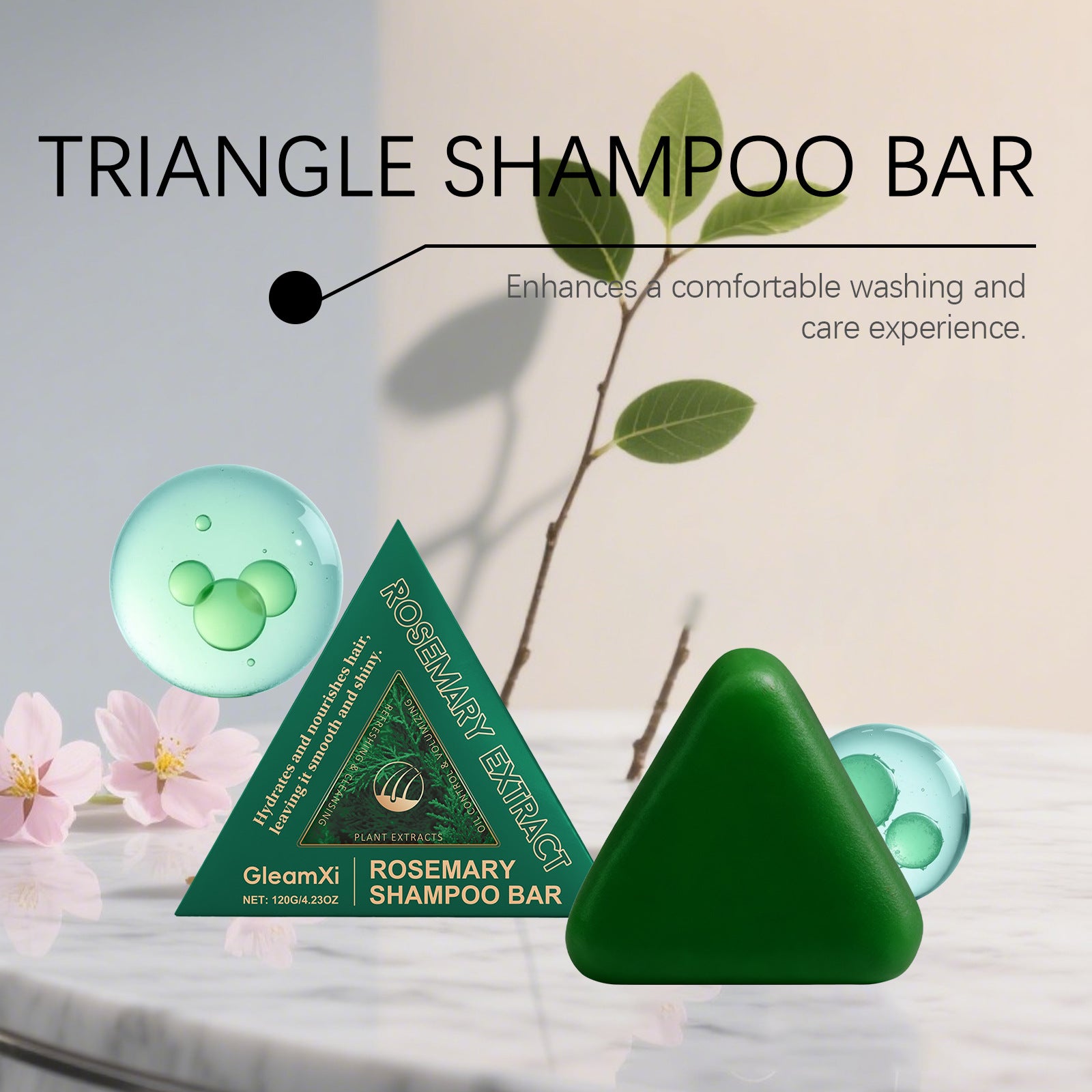 Rosemary Shampoo Bar Hair Growth Anti Hair Loss Oil Control Improve Frizz Split Ends Refreshing Nourishing Handmade Solid Soap