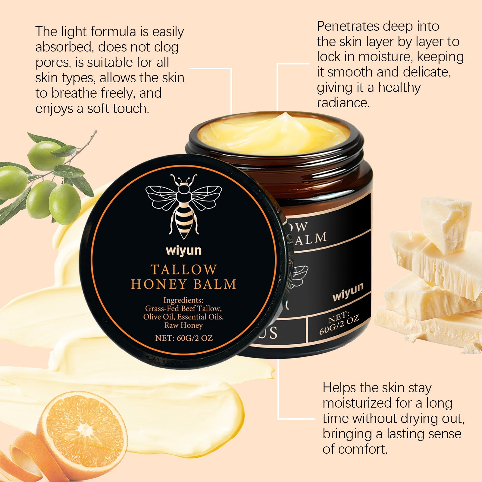 Beef Tallow Cream Remove Dark Spots Melanin Brightening Firming Tightening Repair Anti Sagging Dryness Moisturizing Body Lotion