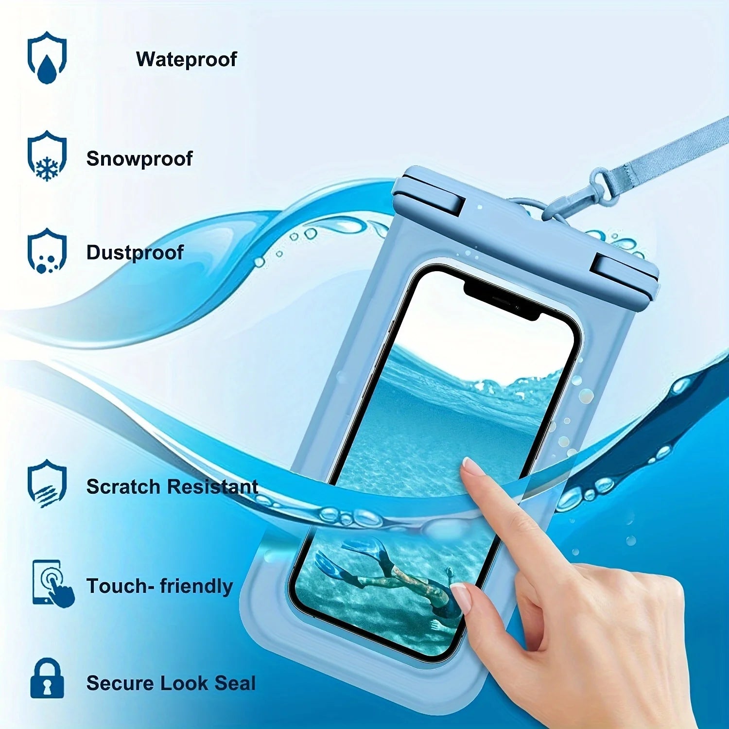 Universal Extra-Large Waterproof Pouch, Underwater Dry Bag For Smart Phones, Waterproof Phone Bag