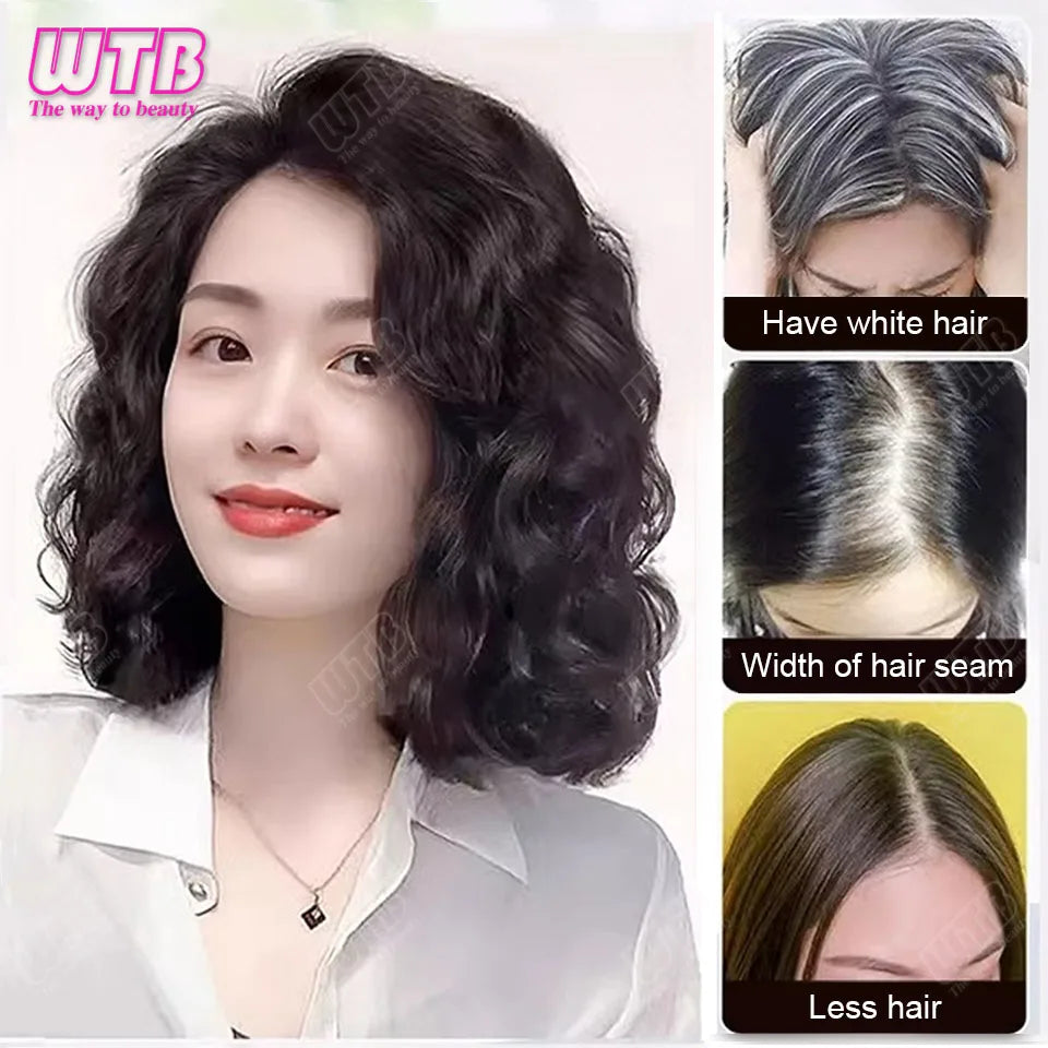 Synthetic Clip In Hair Extension Short Curly Toupee Hairpiece for Women With Thinning Hair Increase Hair Volume