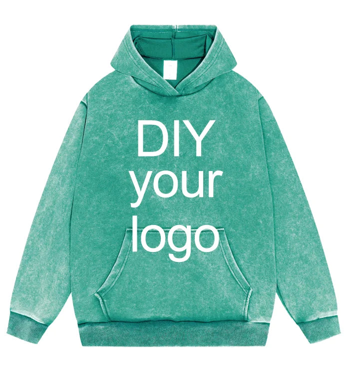 Washed Retro Hoodies 5 Colors 100%Cotton Hoody Customized Personalized Pattern Customization Pullover Team Logo Company Logo