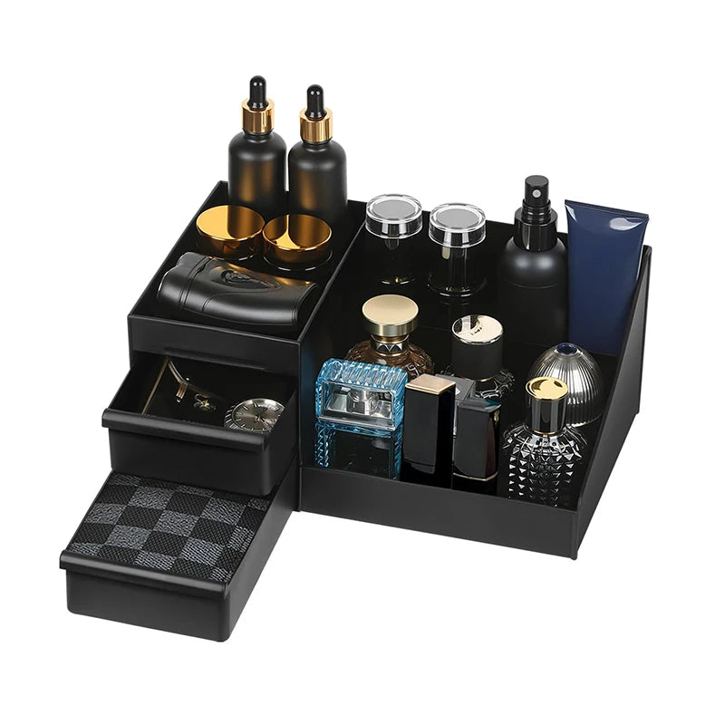 Organizer For Men, Cologne Holder For Dresser, Perfume Stand, Bathroom Countertop Organizer With Drawers