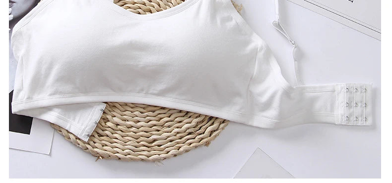 Cotton Bra for Women Fixed Pads Sports Shockproof Underwear Seamless Solid Back Closure Female Lingerie