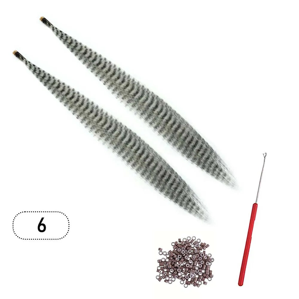 Synthetic Colored I-Tip Faux Feather Hair Extensions 16" 20 Strands Women's Heat Resistant Fiber Festival Extensions Accessories