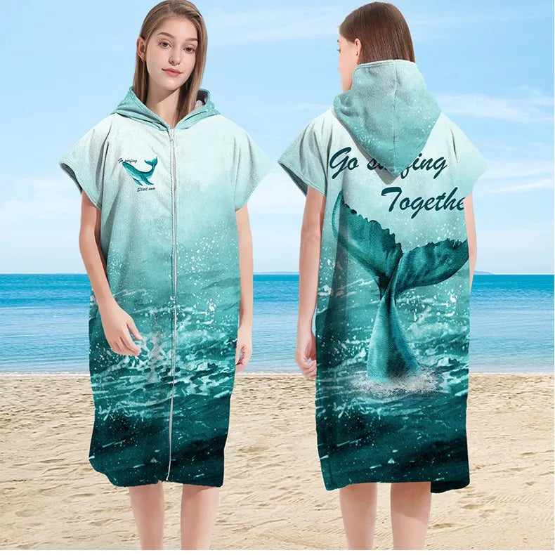 Microfiber Hooded Towel Men Women for Swimming Beach Travel Quick Dry Changing Robe Cape Bath Towel Bathrobe Surf Poncho