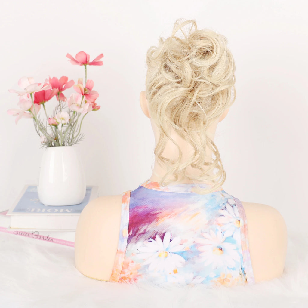 Women's Synthetic Messy Curly Hair Bun Chignon Extension - Elastic Scrunchie Updo Hairpiece for Quick Styling