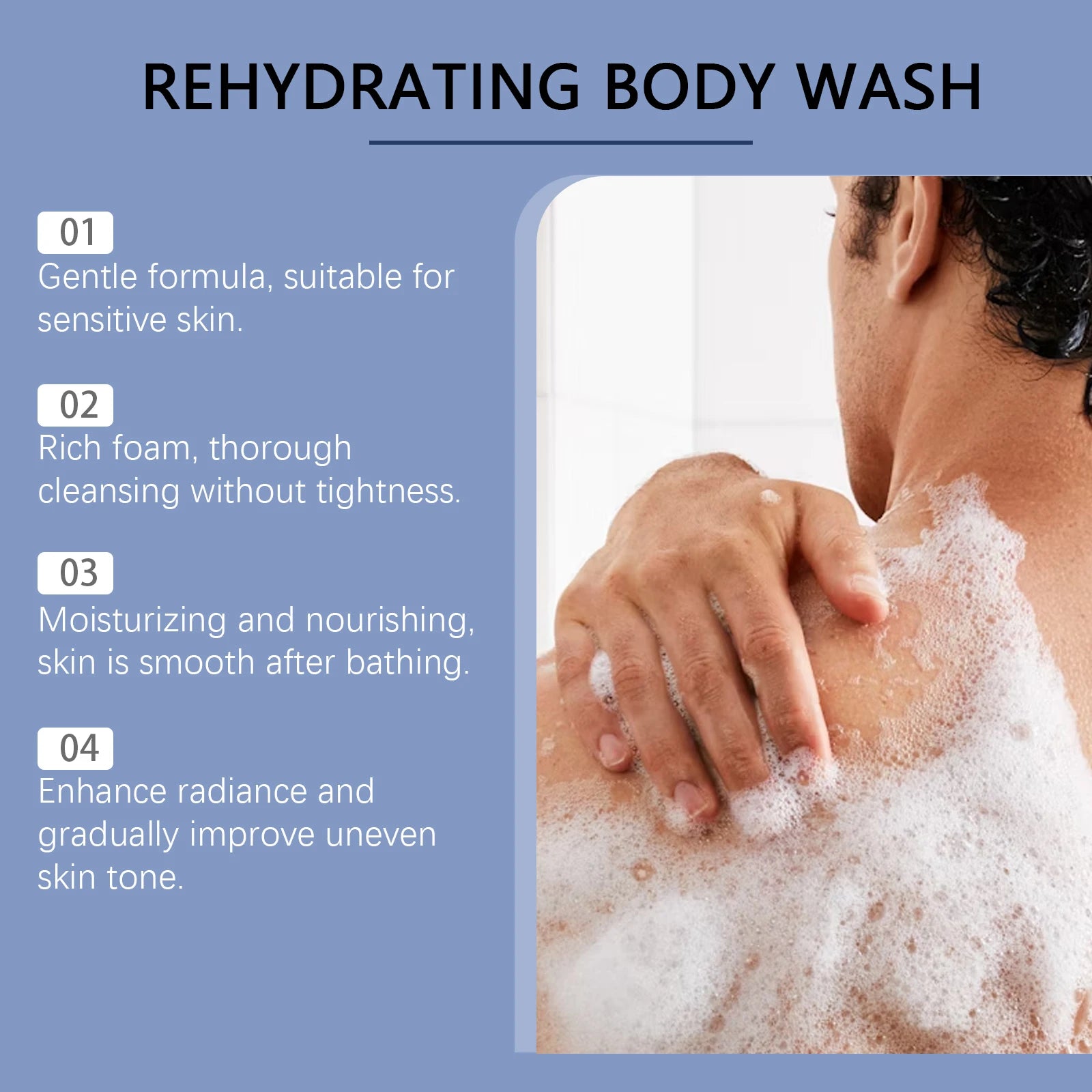 Hyaluronic Acid Shower Gel for Men Deep Cleansing and Moisturizing Oil Balancing Nourishment Gentle Care for Skin Daily Use