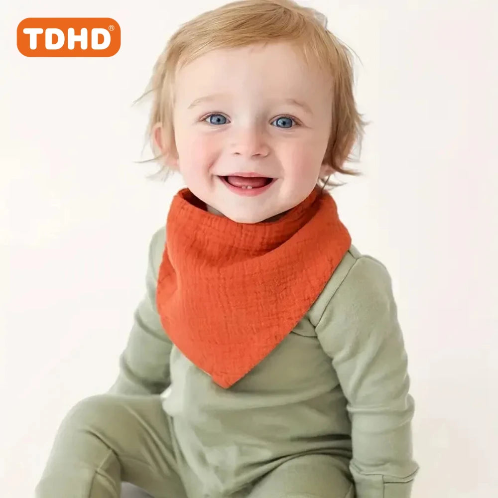 7pcs TDHD Baby Bibs Soft, Absorbent Drool & Eating Bibs with Button Closure, Mixed Colors, Ideal for Infants & Toddlers, | Solid