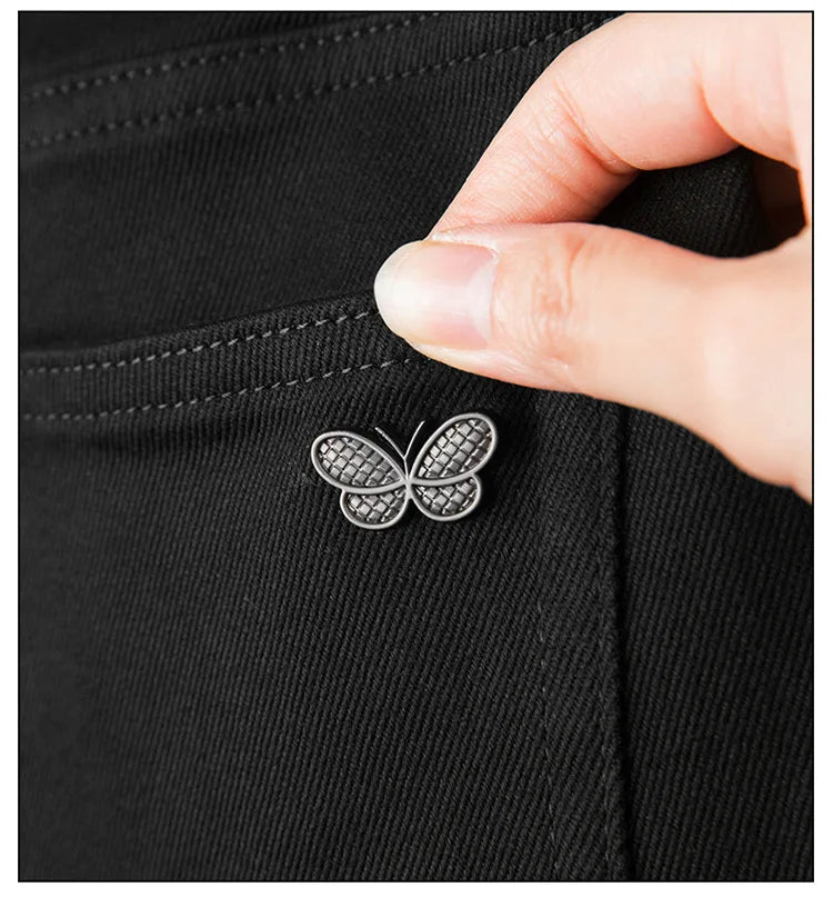 Pure black jeans men's 2025 new light luxury fashion spring and summer versatile elastic slim fit small straight leg pants