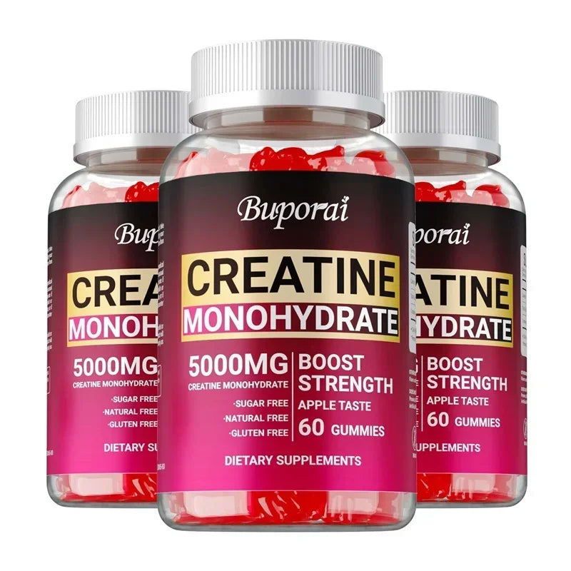 Creatine Monohydrate Gummies - Increases Endurance, Builds Muscle, Improve Athletic Performance, Energy and Focus, Non-GMO