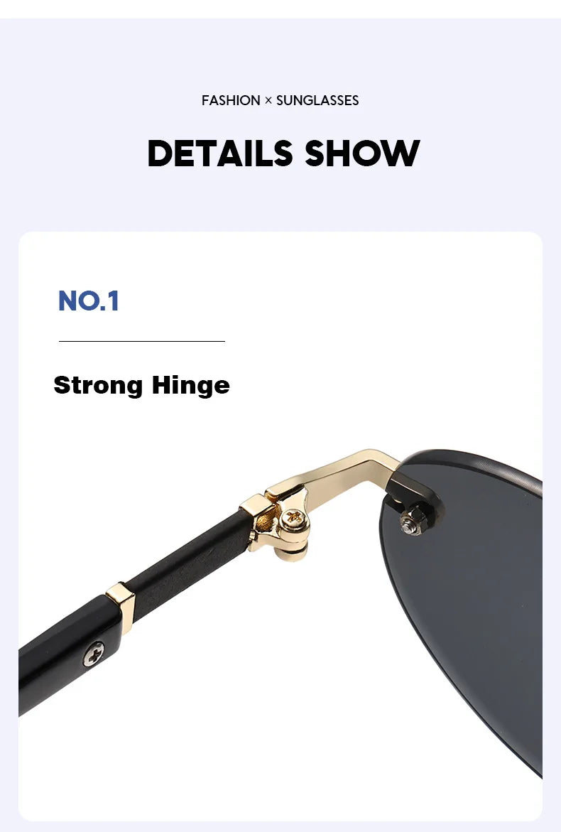 Personalized Oval Frame Sunglasses Women Men Retro Metal High-end Sun Glasses Luxuy Frameless Trimming Traveling UV400 Eyewear