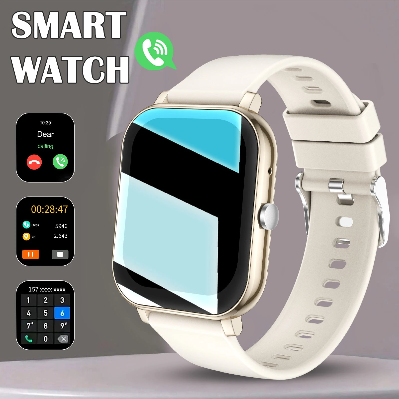 1.83 Inch HD Smartwatch, 1 Count Fashionable Smartwatch with BT Calling & Check Weather, Sports Tracking Smartwatch for Android