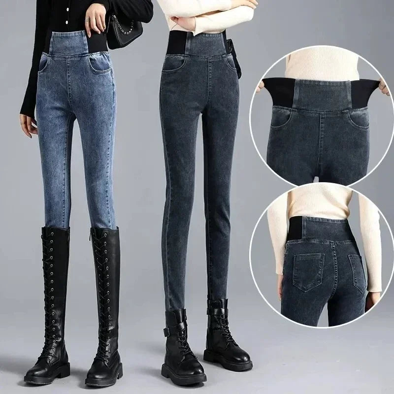 Jeans Oversize 26-38 Slim Denim Pants Women's High Waist Skinny Jean Vintage Wash Pencil Stretch Vaqueros Leggings Pantalones