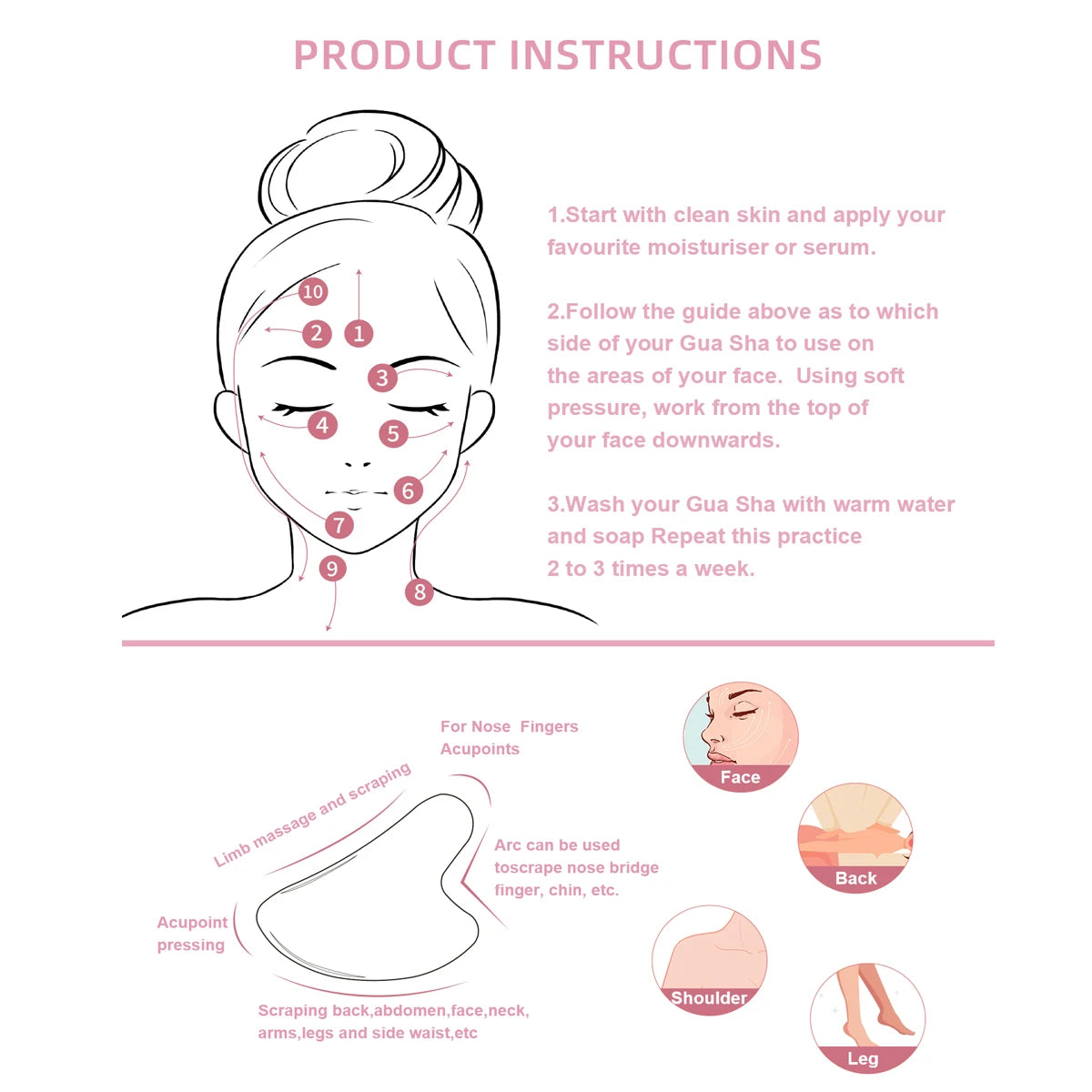 Guasha Massage Natural Stone Jade Scraper Facial Gua Sha SPA  Neck Massager for Face Lifting Wrinkle Remover Beauty Healty Tool