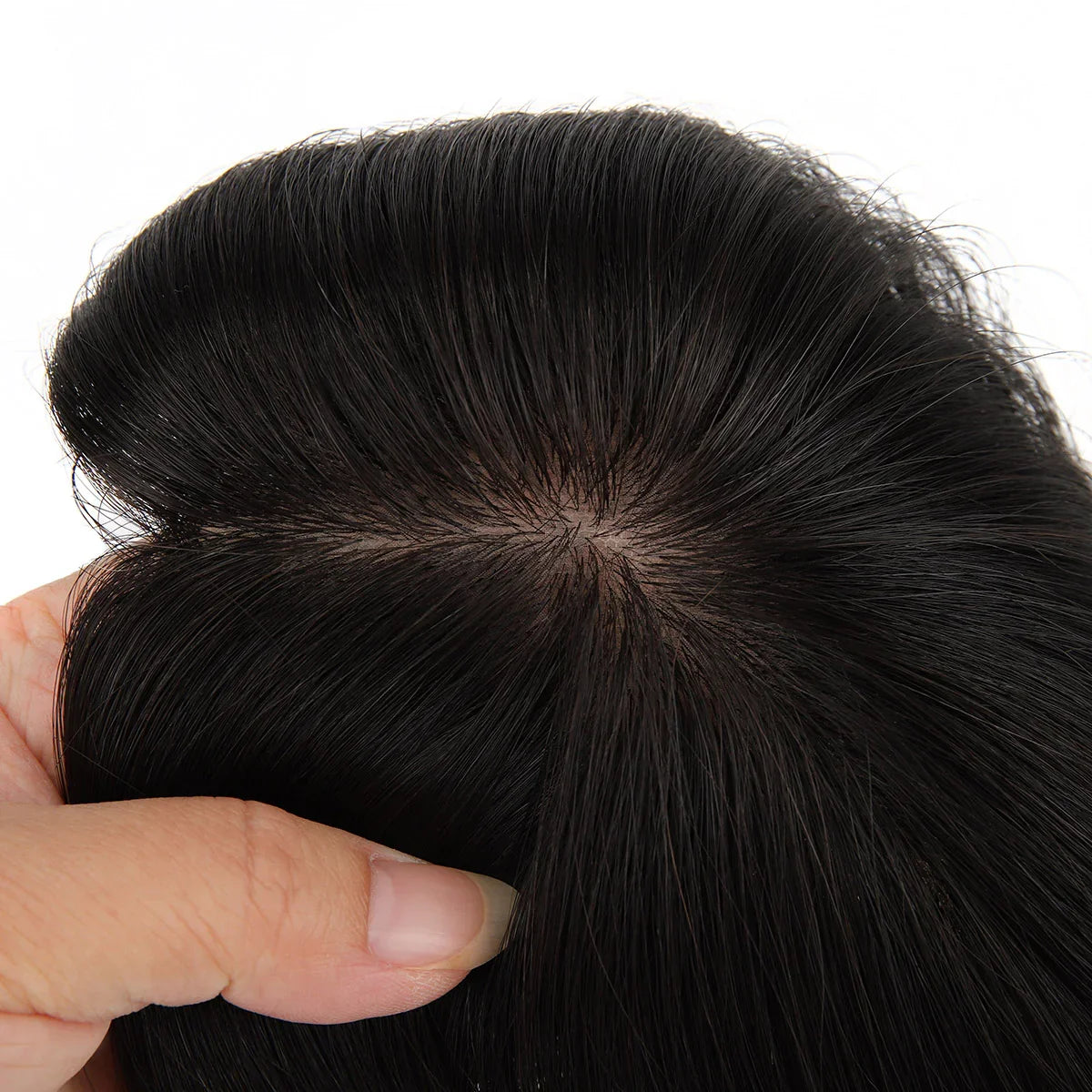 TUW10 3''x5'' Silk Base Hair Topper for Women with PU around 3 Clip 110% Handmade Remy Human Hair Natural Looking Topper Hairpin