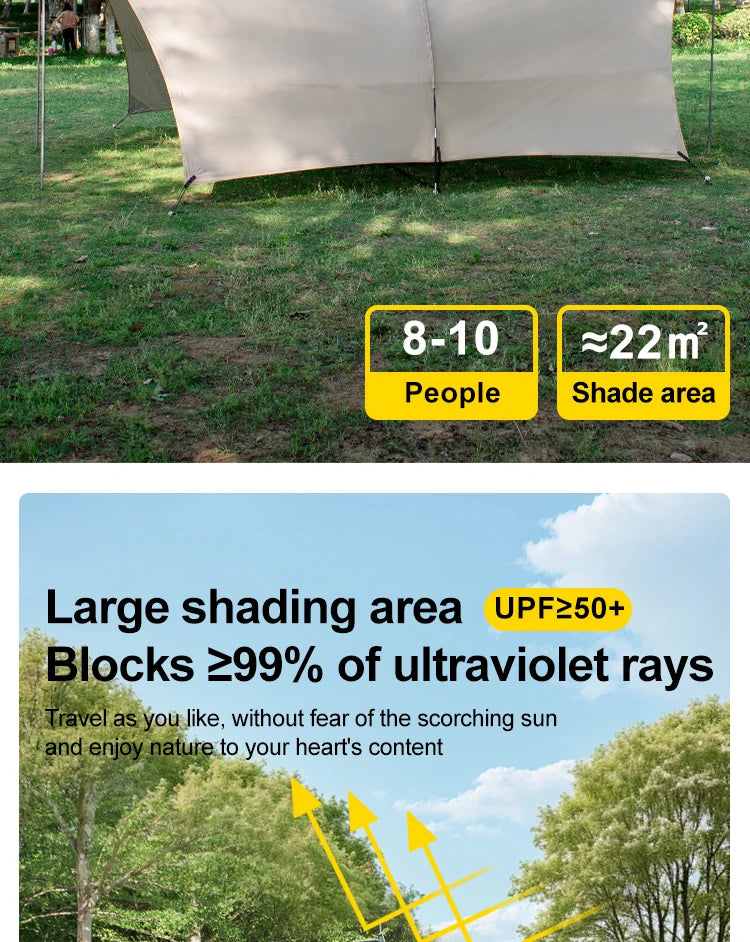 Silver Coated Sun Protection Camping Tent Large Family Size Windproof Rainproof Outdoor Canopy Tent with UV Block for Beach Pic