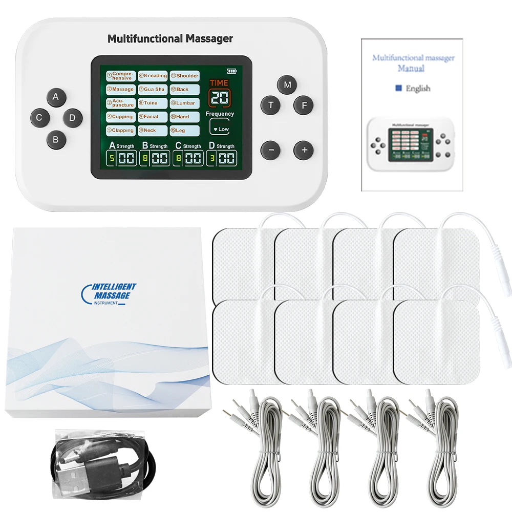 Electric Pulse Tens Massager 4 Outputs EMS Muscle Stimulator Acupuncture Body Massage Digital Therapy Slimming Electrostimulator