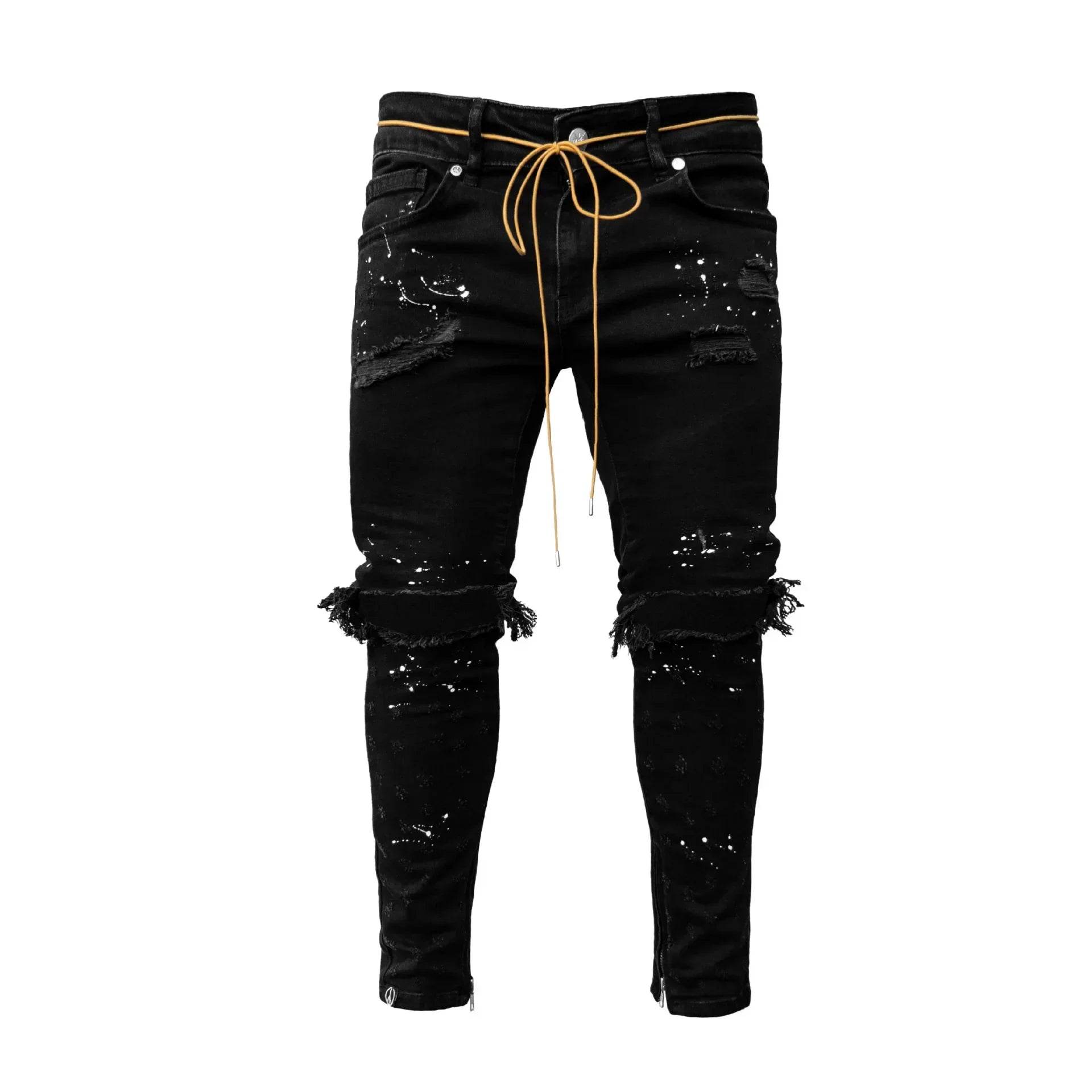 New 2026 Ripped Hole Jeans for Men Hip Hop Cargo Pant Distressed Denim Jeans Skinny Men Clothing Full Length Slim Trousers Male