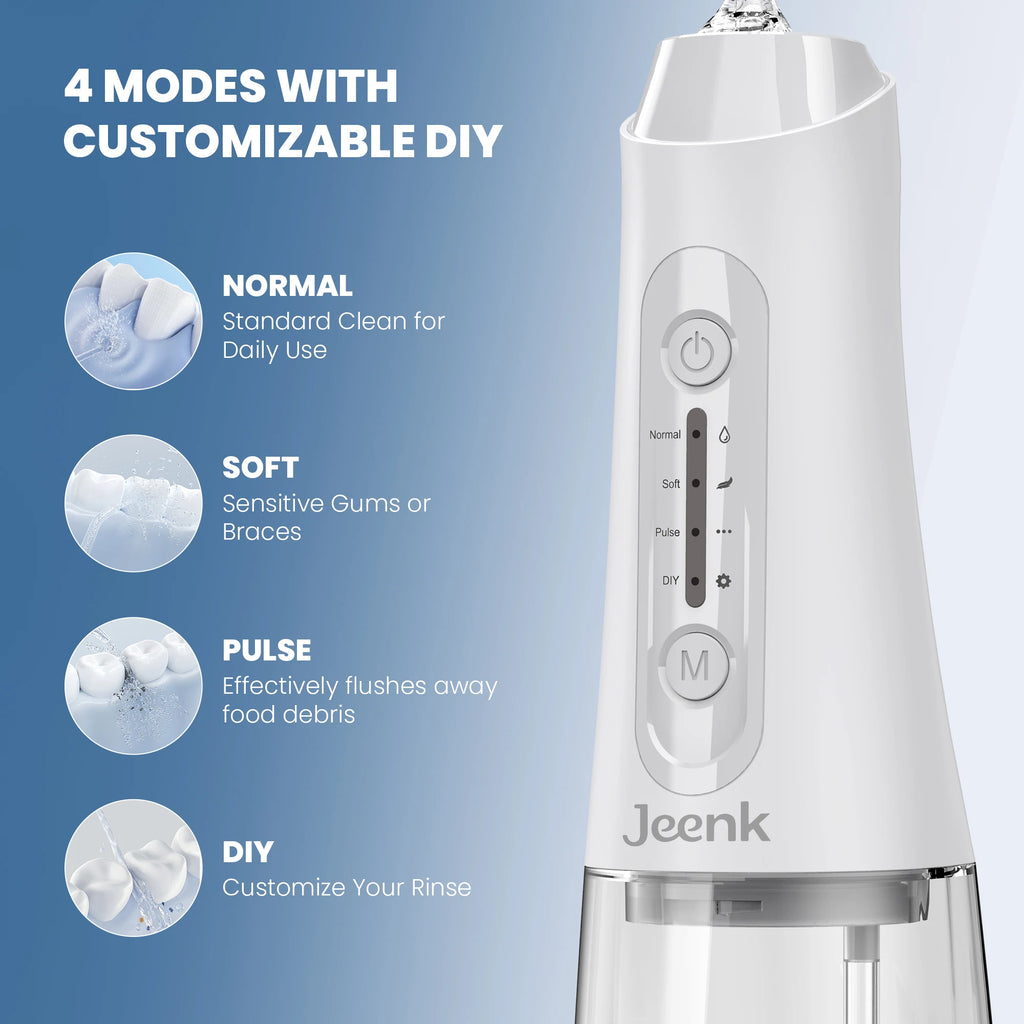 Water Dental Flosser IPX7 Waterproof Oral Picks Teeth Picks 5 Jets 4 Modes Portable Cordless JK-C3 Water Flosser Teeth Cleaner